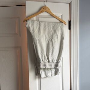 Cream Drawstring Linen/Rayon Pants